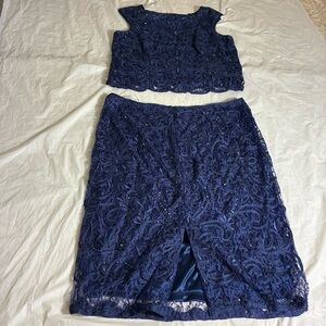 Elegant Navy Lace Dress by Social Occasions